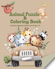 BABY ANIMAL PUZZLE & COLORING BOOK: FUN PUZZLES AND ADORABLE ANIMALS TO COLOR FOR AGES 7-10